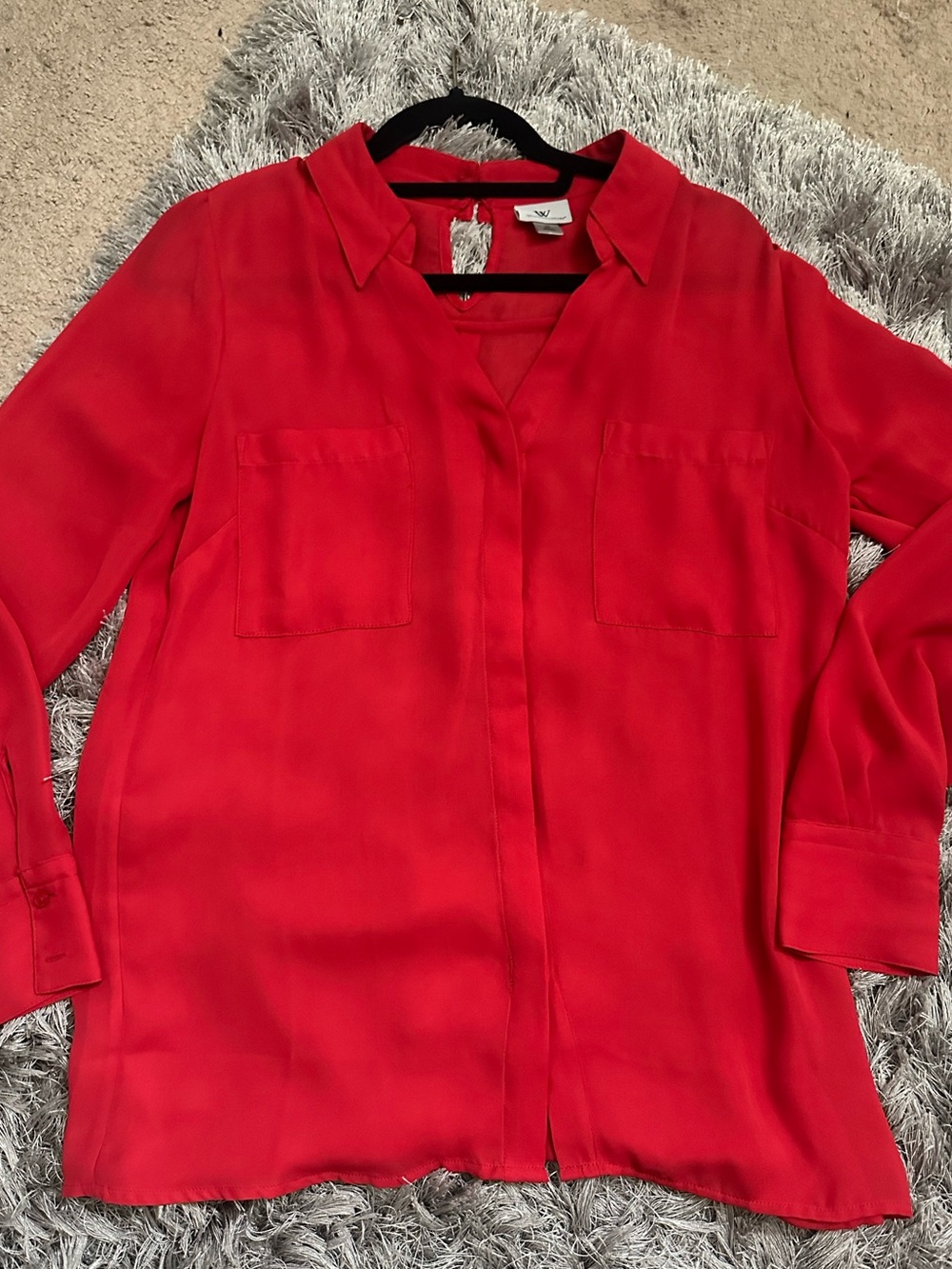 Worthington Red Button-Front Blouse